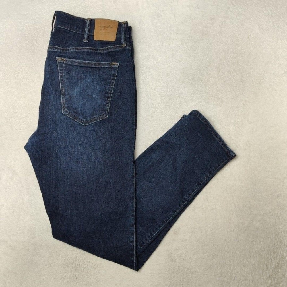 Abercrombie & Fitch Jeans Mens 36x32 Blue Skinny Slim Dark Advanced Stretch Work